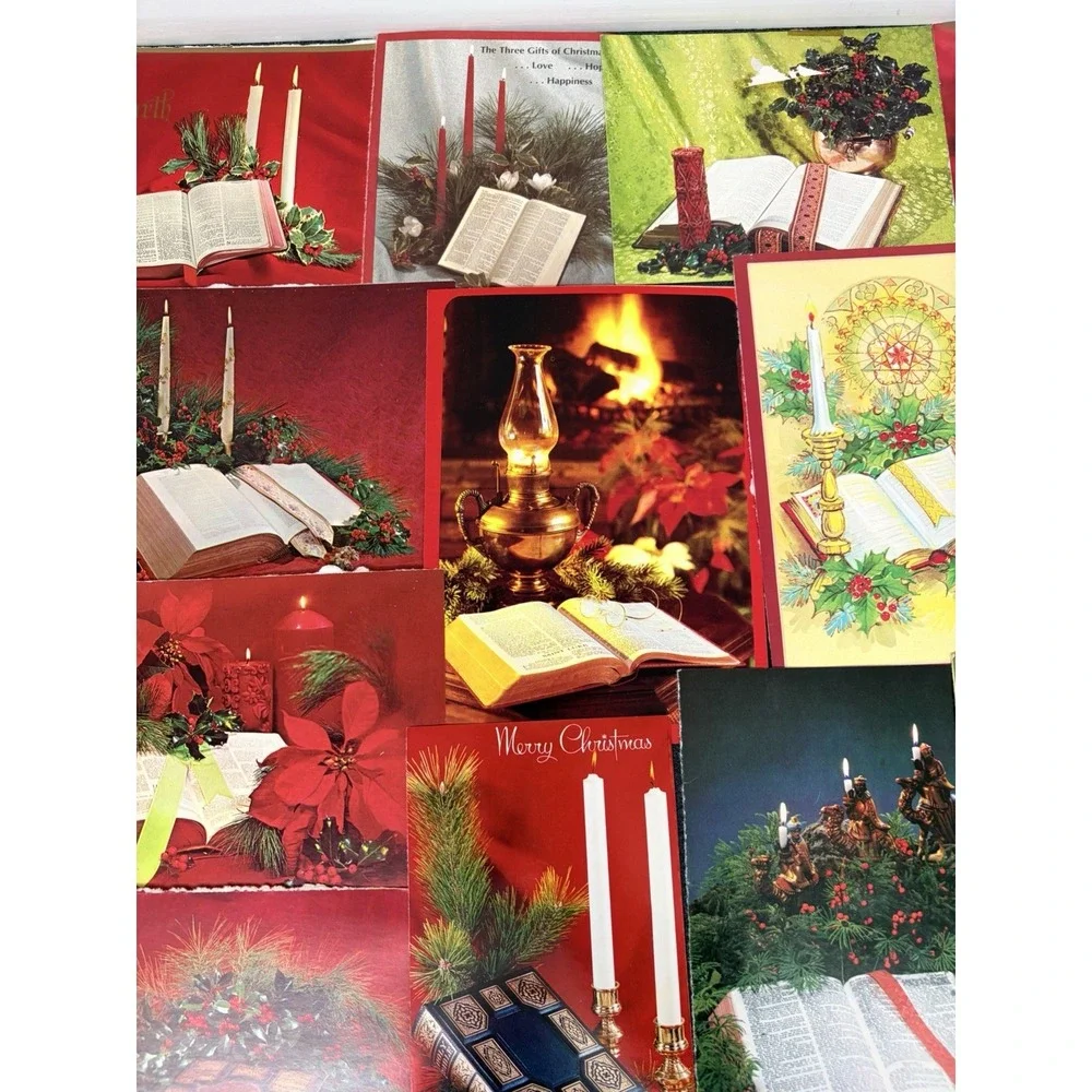 Vintage Christmas Cards Fronts ONLY Bibles Scrapbooking Decoupage Lot of 50+